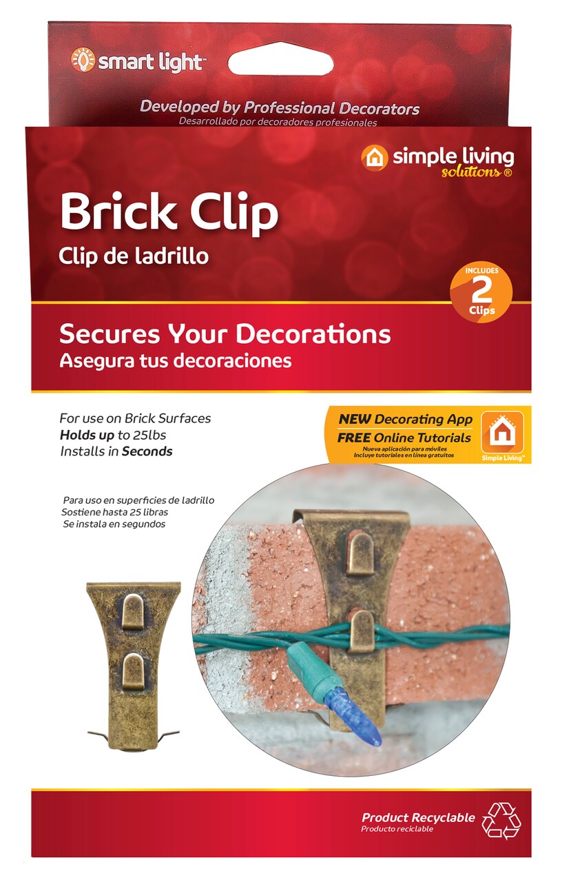 Simple Living Outdoor Brick Fasteners for Christmas Lights - Set of 2 - 2.75"